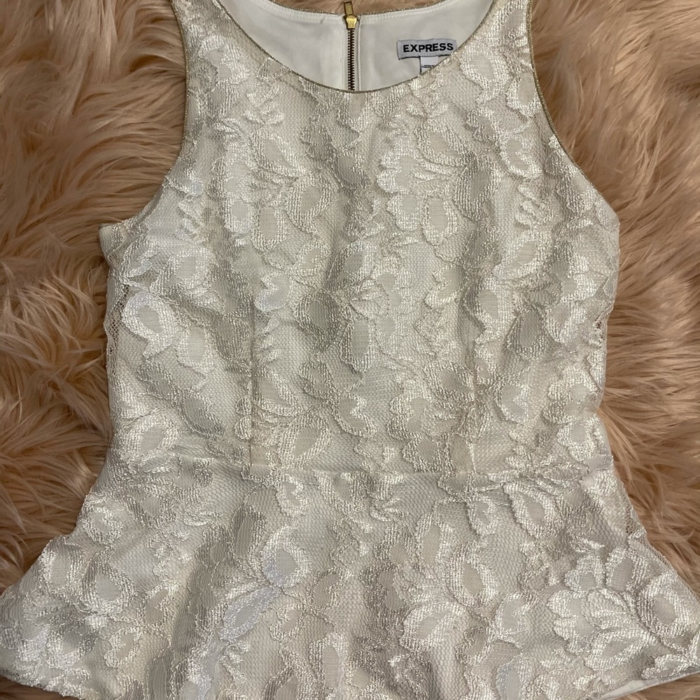 Express Gold and off white top